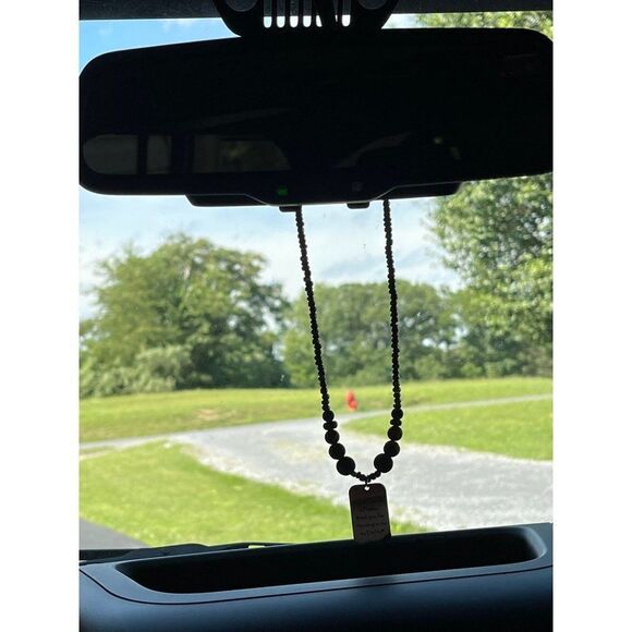 Handmade gray beaded Gift for Dad, Rear view Mirror Swag, Rearview mirror dangle - Picture 8 of 10